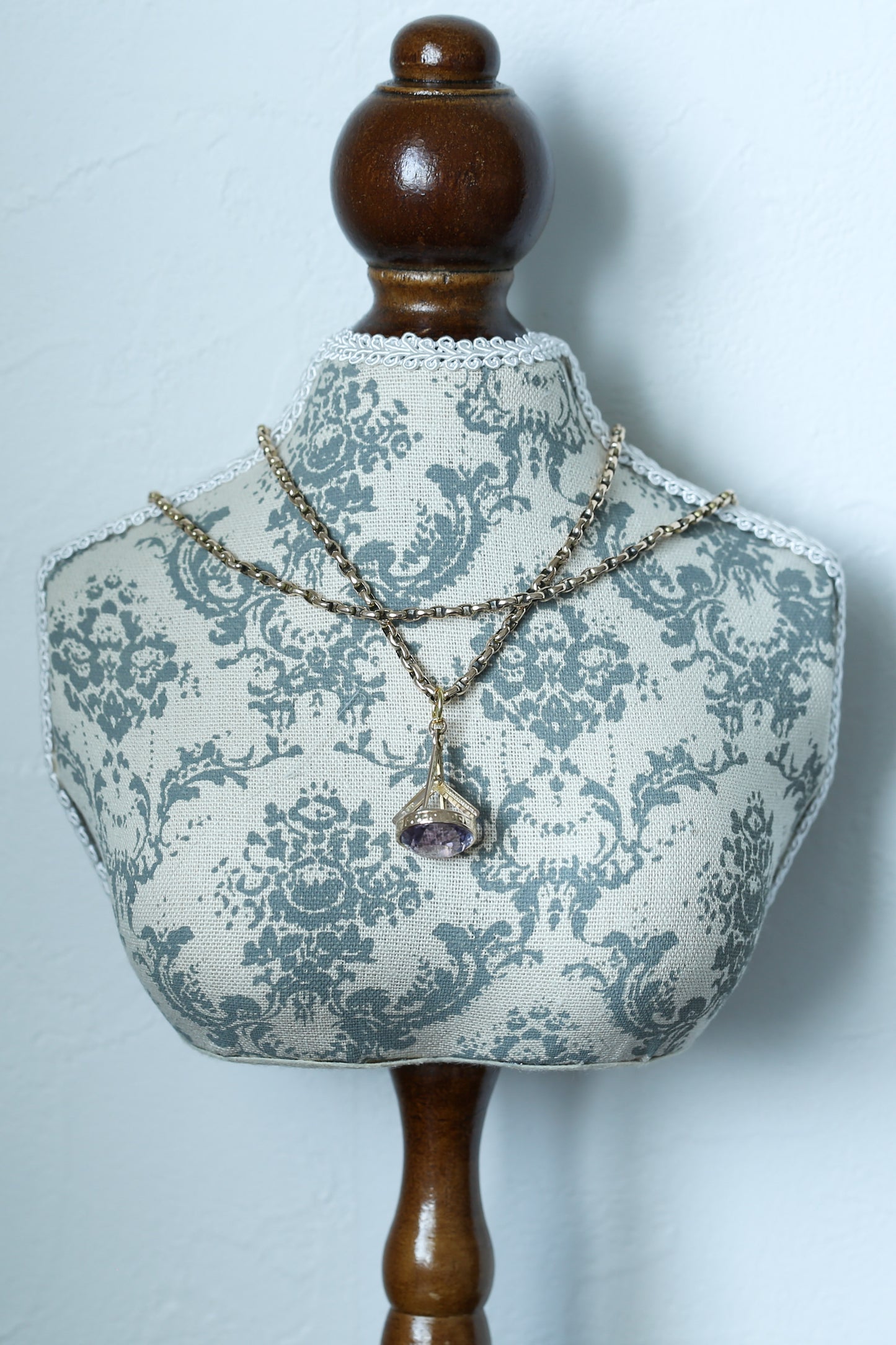 エドワーディアン アメジストのフリーメイソンフォブシールペンダント