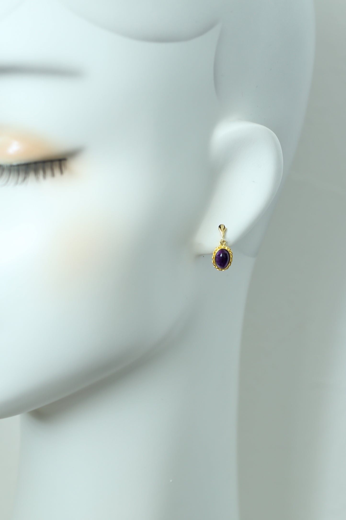 ヴィンテージジュエリー アメジストとペーストガラスのピアス