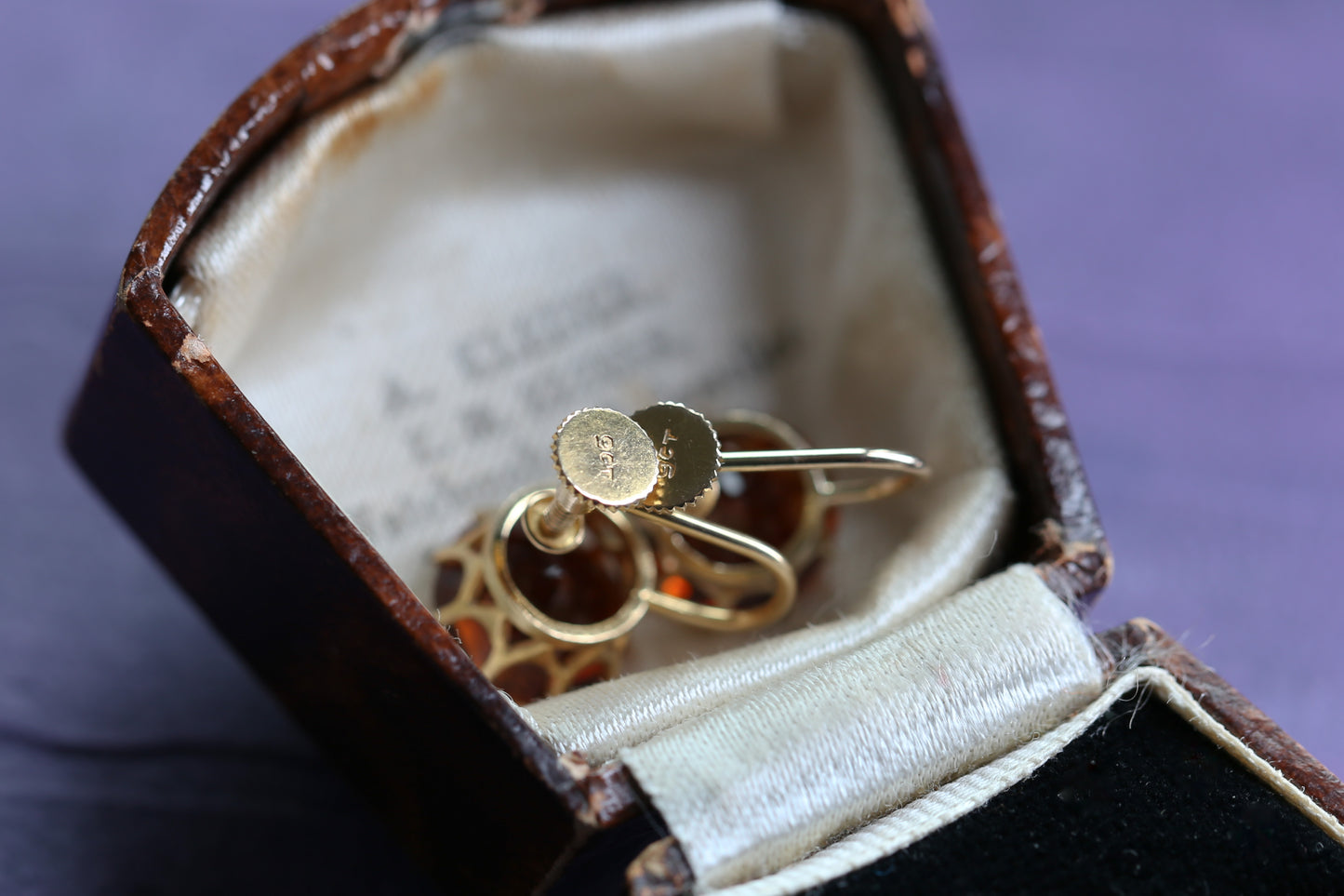 0170_ヴィンテージ シトリンのゴールドイヤリング