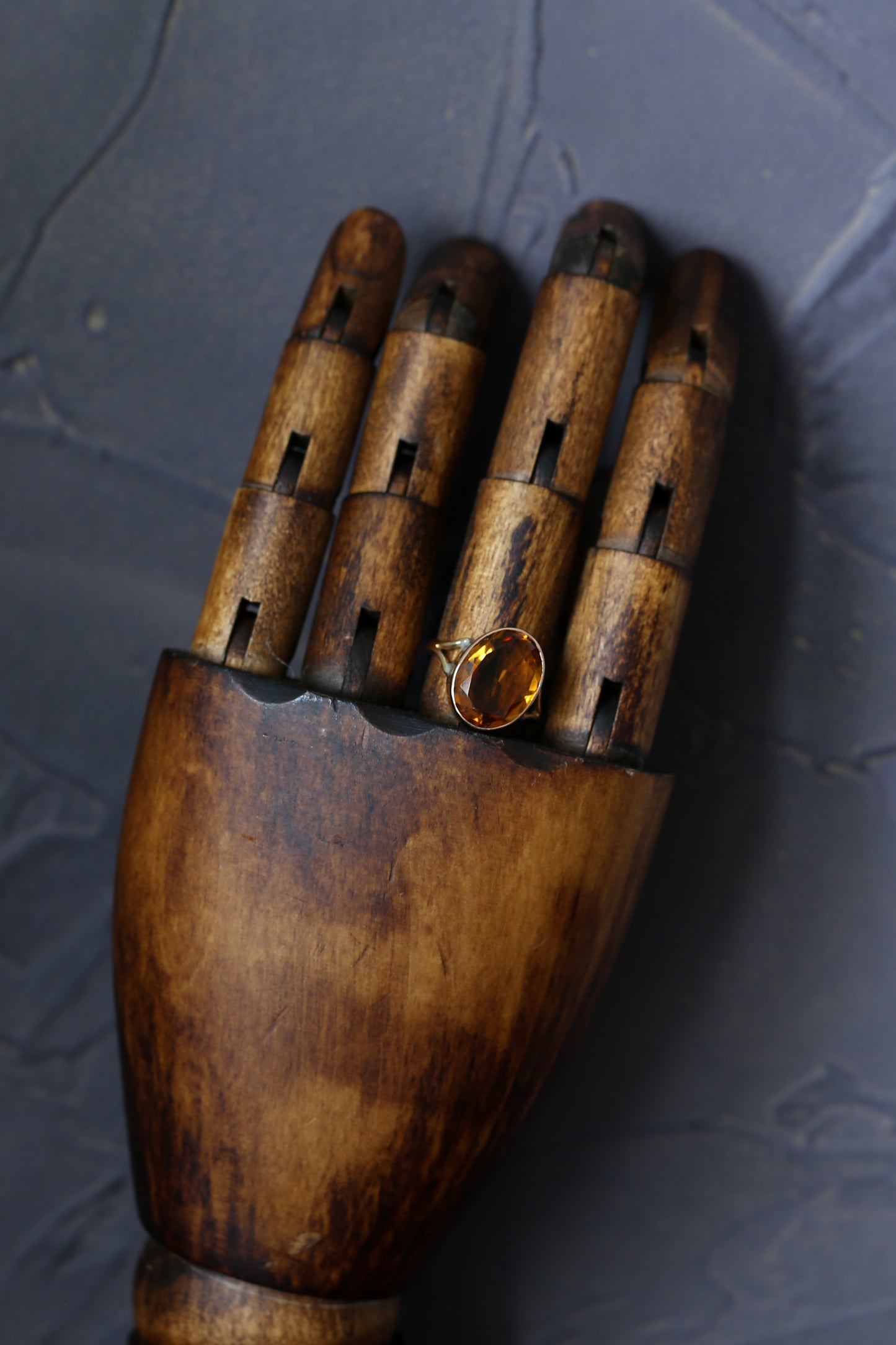 00140_アンティーク シトリンのシングルストーンリング