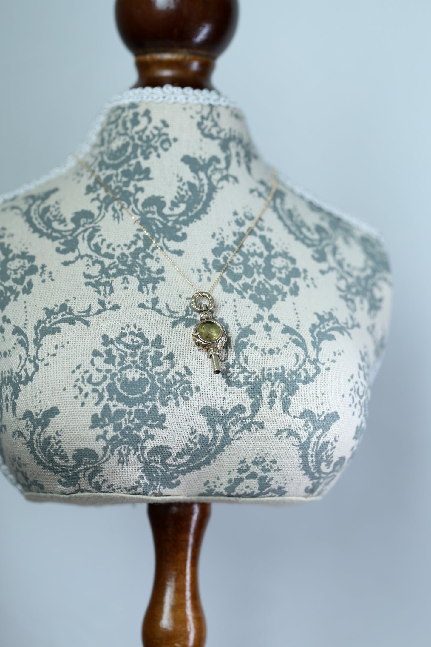 シトリンとブラッドストーンのフォブキーペンダント アンティークウォッチキー