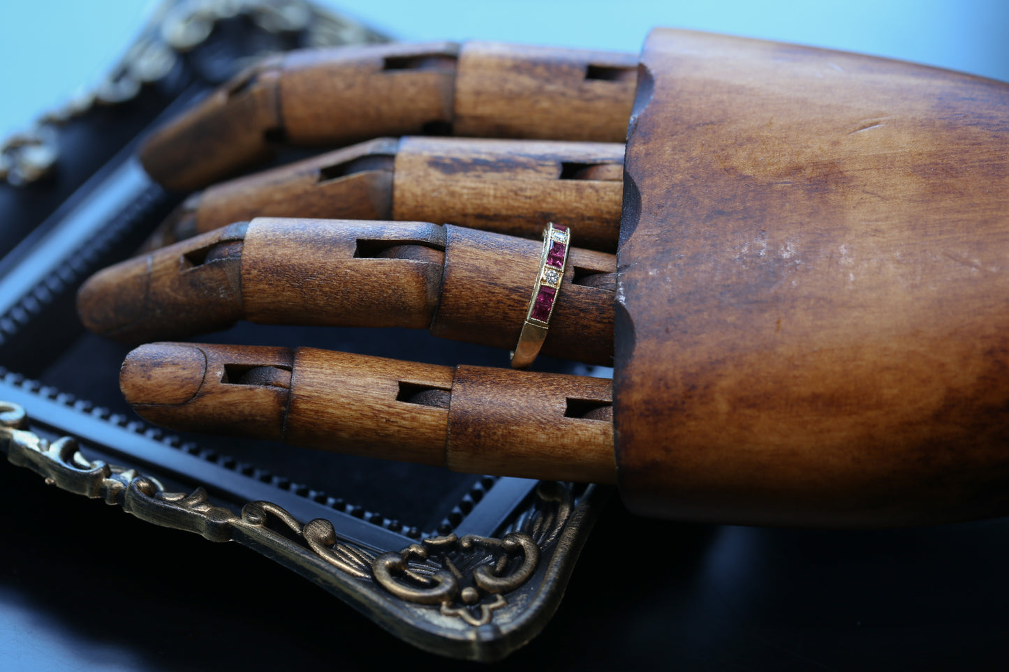 0173_ヴィンテージ ルビーとダイヤモンドのハーフエタニティリング