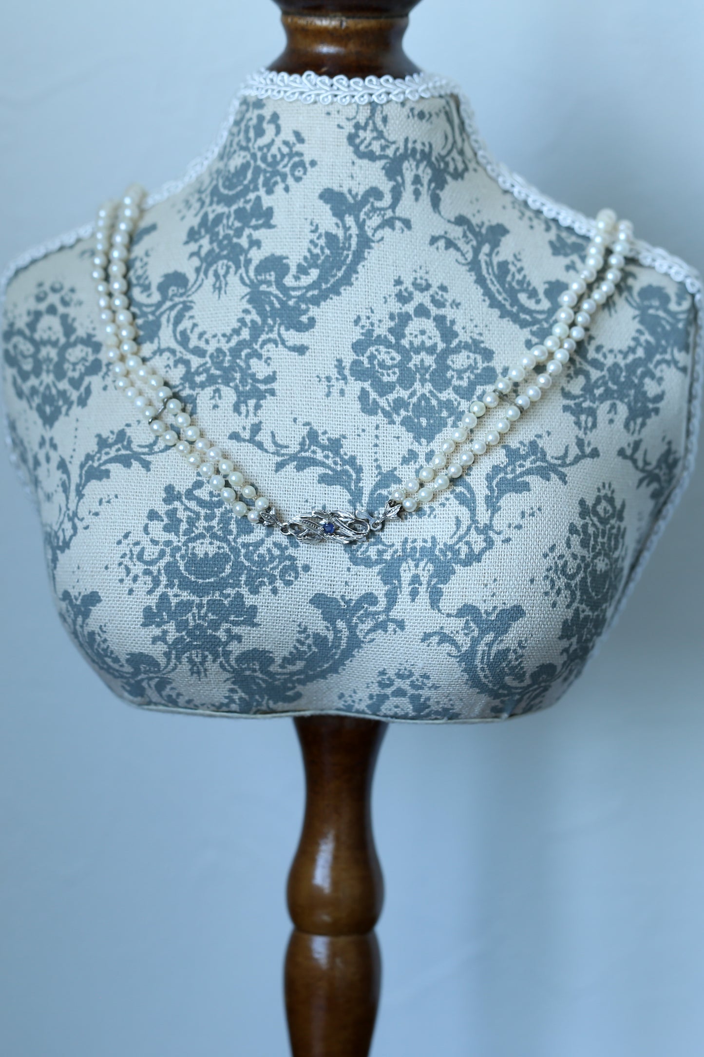 サファイアクラスプのパールネックレス ヴィンテージジュエリー