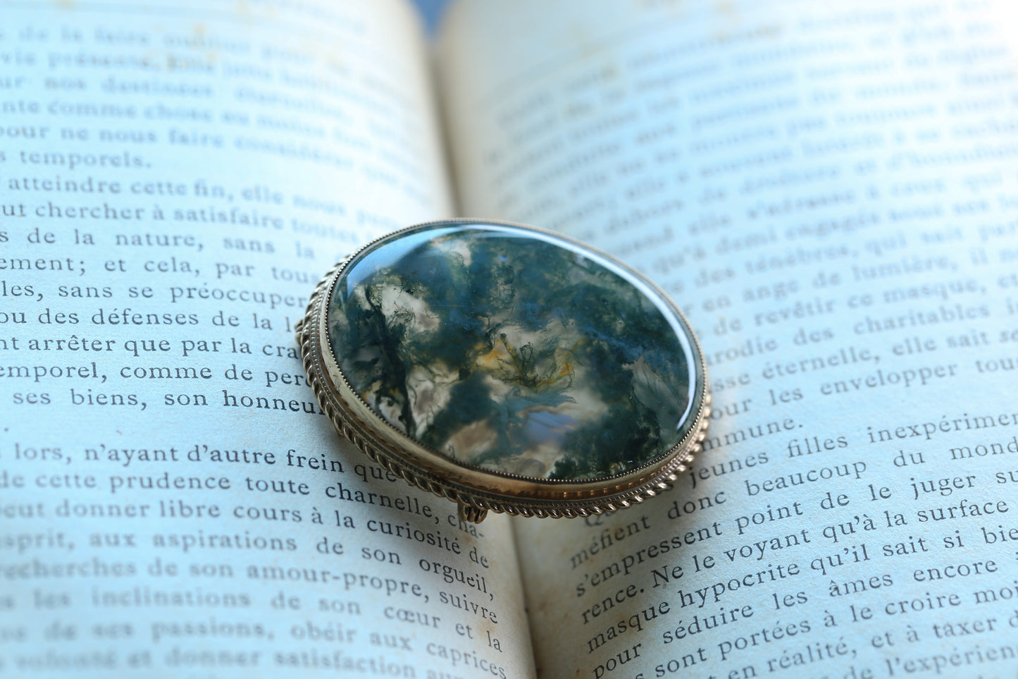 0176_ヴィンテージ モスアゲートのブローチ＆ペンダント