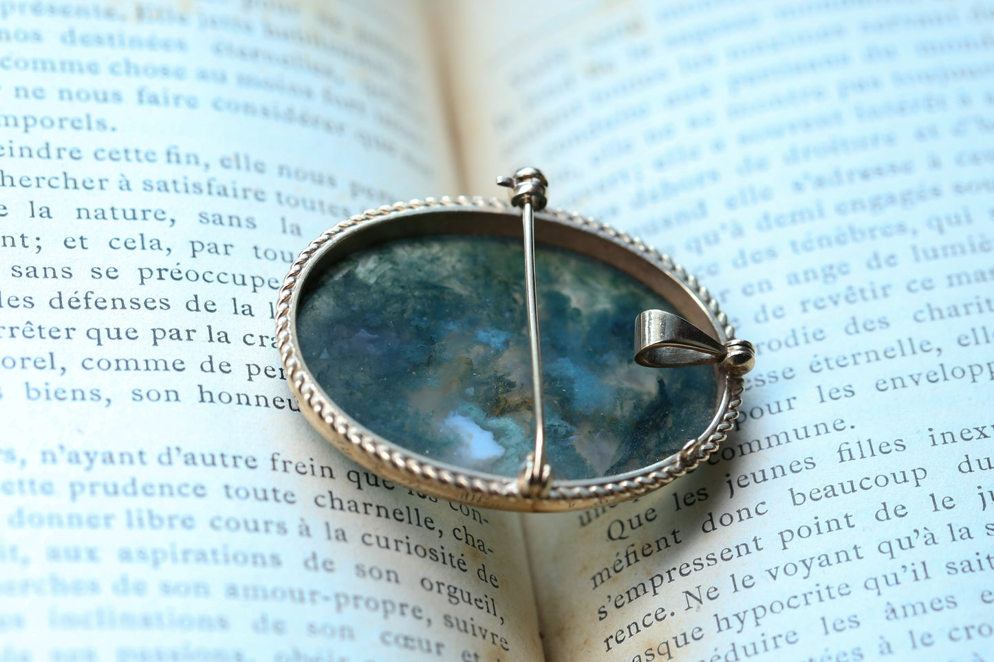 0176_ヴィンテージ モスアゲートのブローチ＆ペンダント