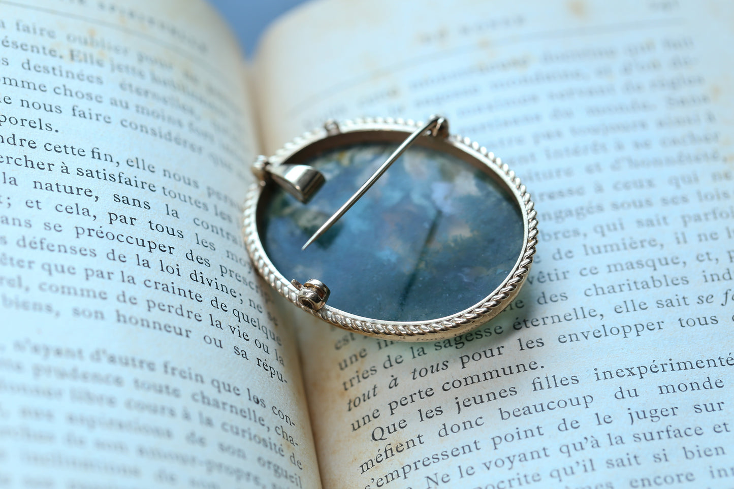 0176_ヴィンテージ モスアゲートのブローチ＆ペンダント