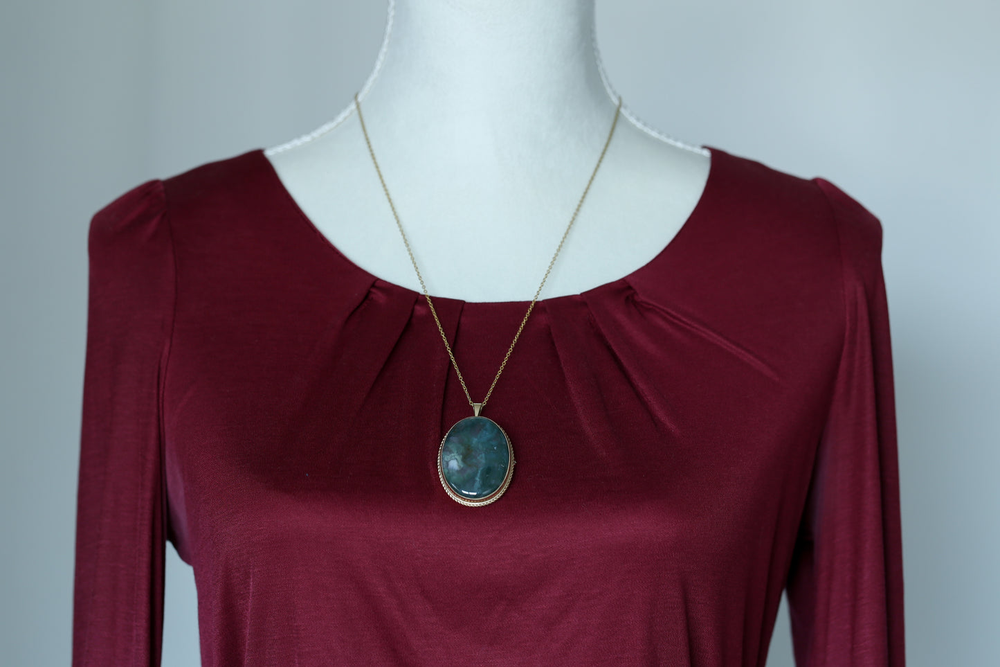 0176_ヴィンテージ モスアゲートのブローチ＆ペンダント