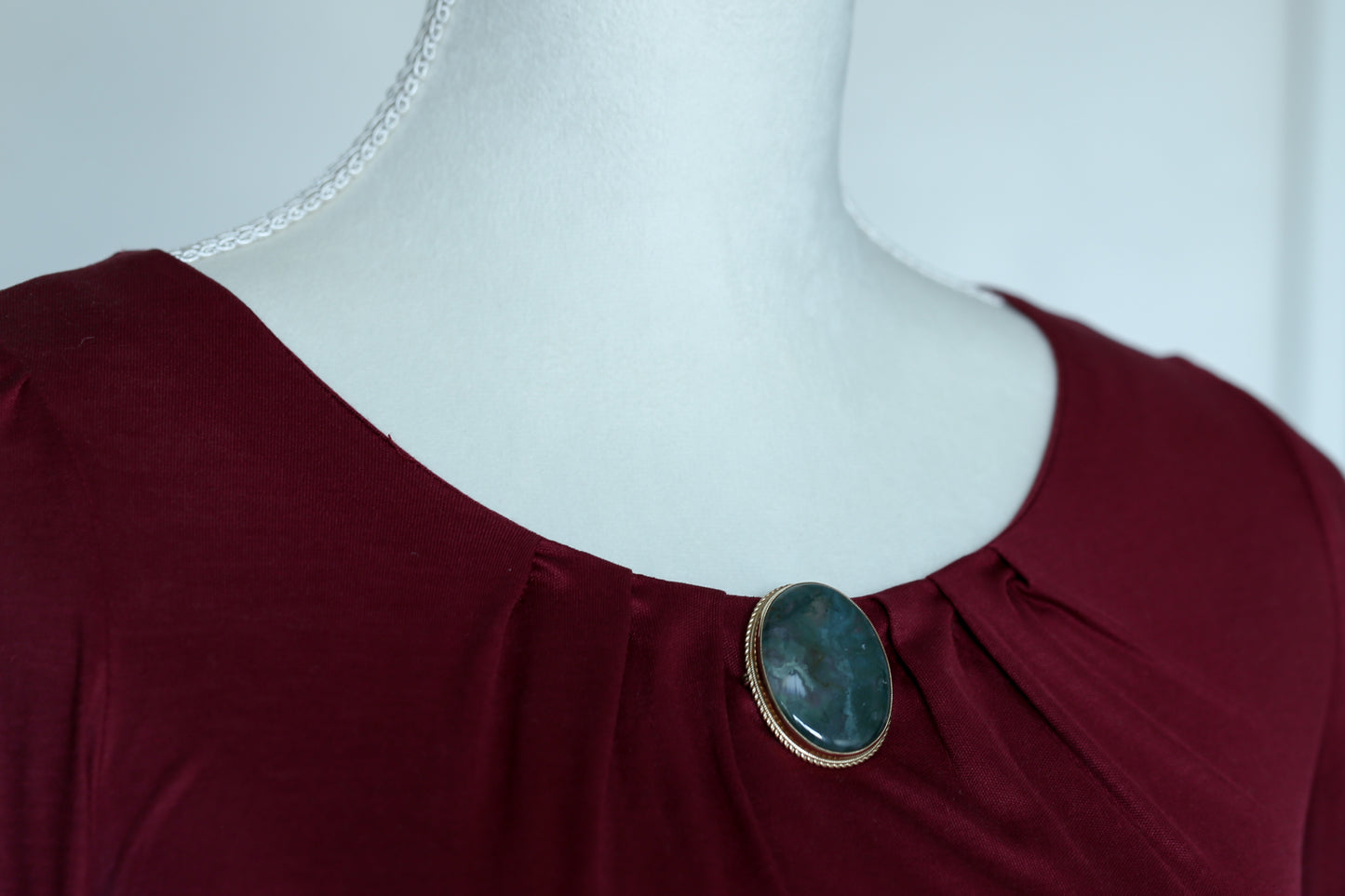 0176_ヴィンテージ モスアゲートのブローチ＆ペンダント