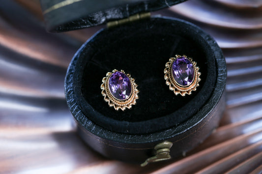 0197_ヴィンテージ アメジストのクラシカルピアス