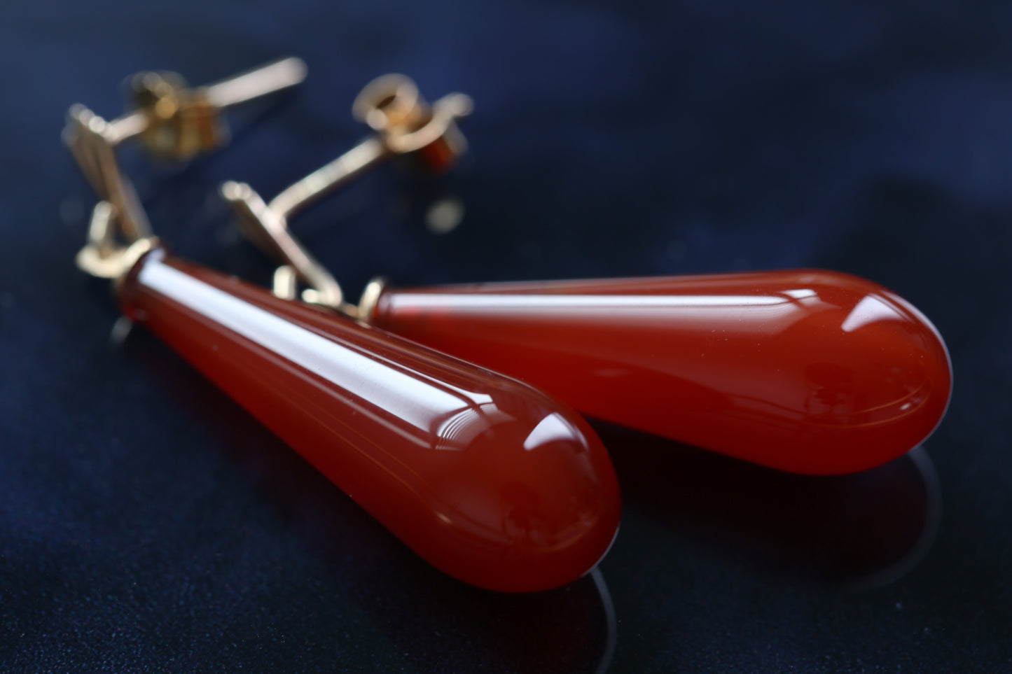 0178_ヴィンテージ カーネリアンのドロップピアス