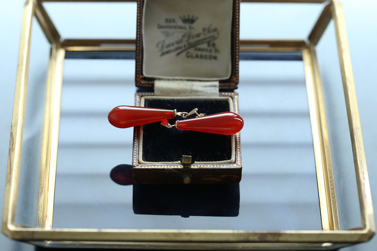 0178_ヴィンテージ カーネリアンのドロップピアス