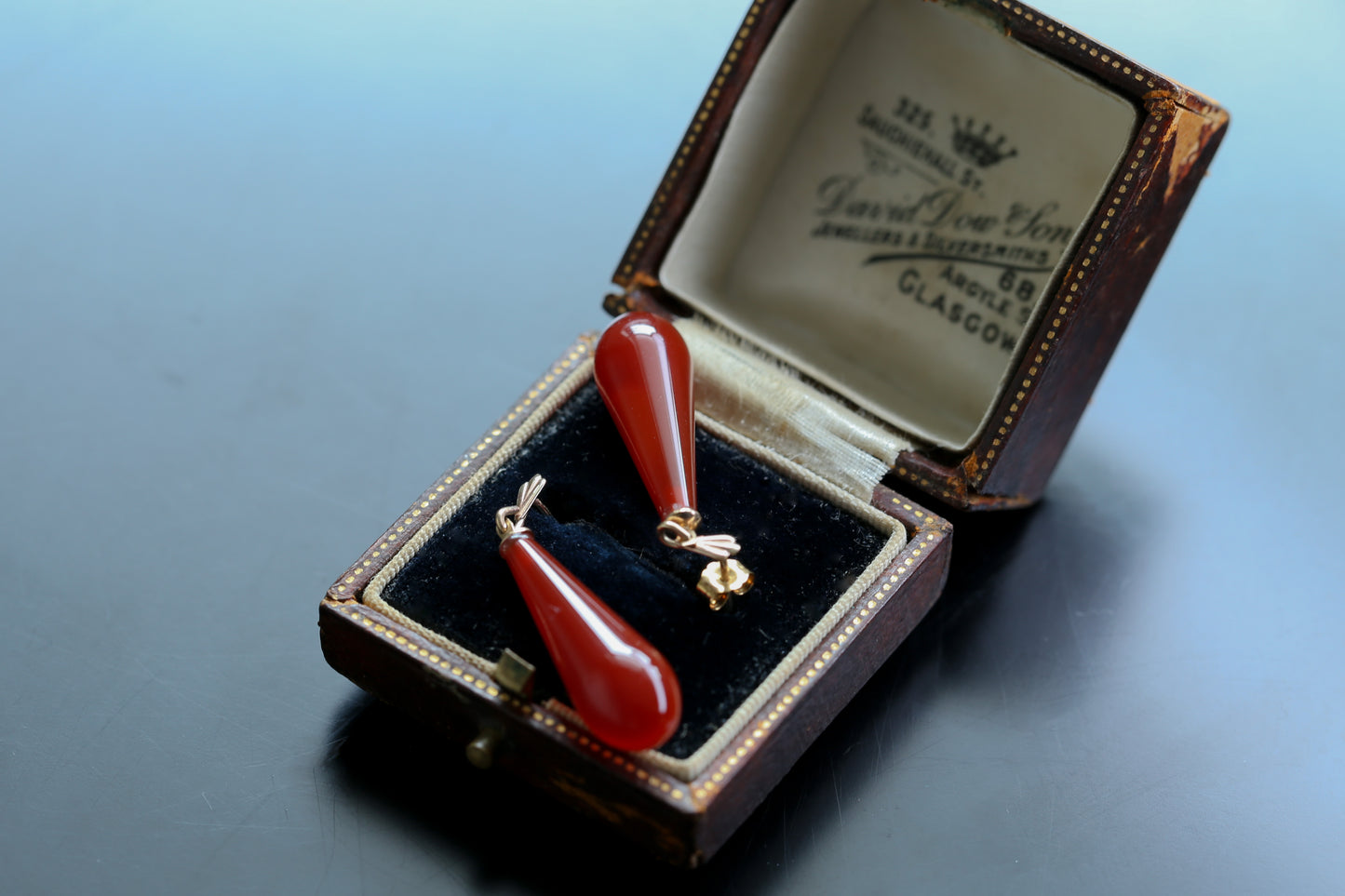 0178_ヴィンテージ カーネリアンのドロップピアス