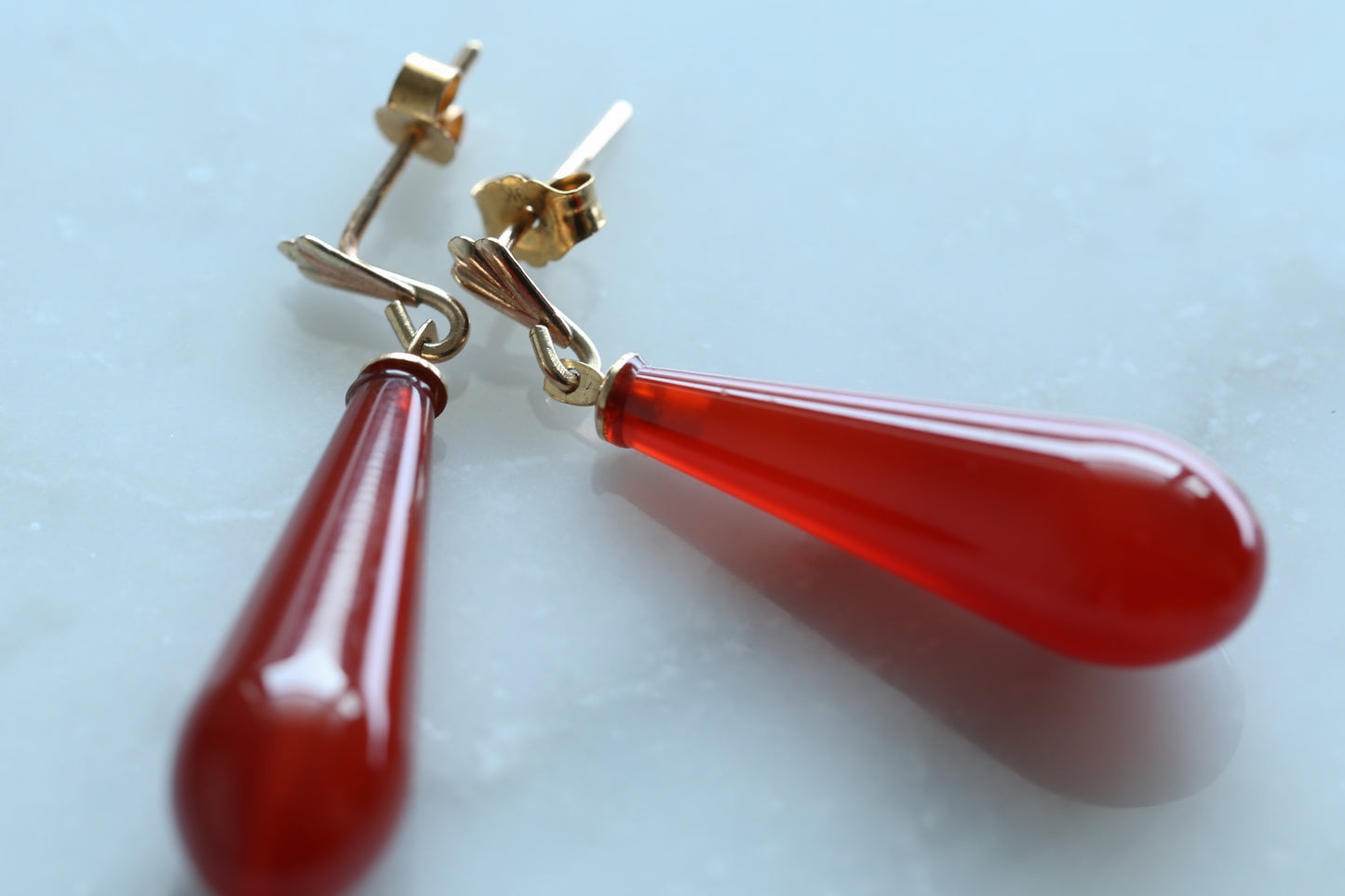 0178_ヴィンテージ カーネリアンのドロップピアス