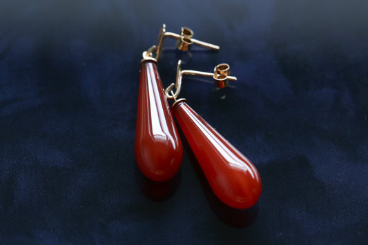 0178_ヴィンテージ カーネリアンのドロップピアス