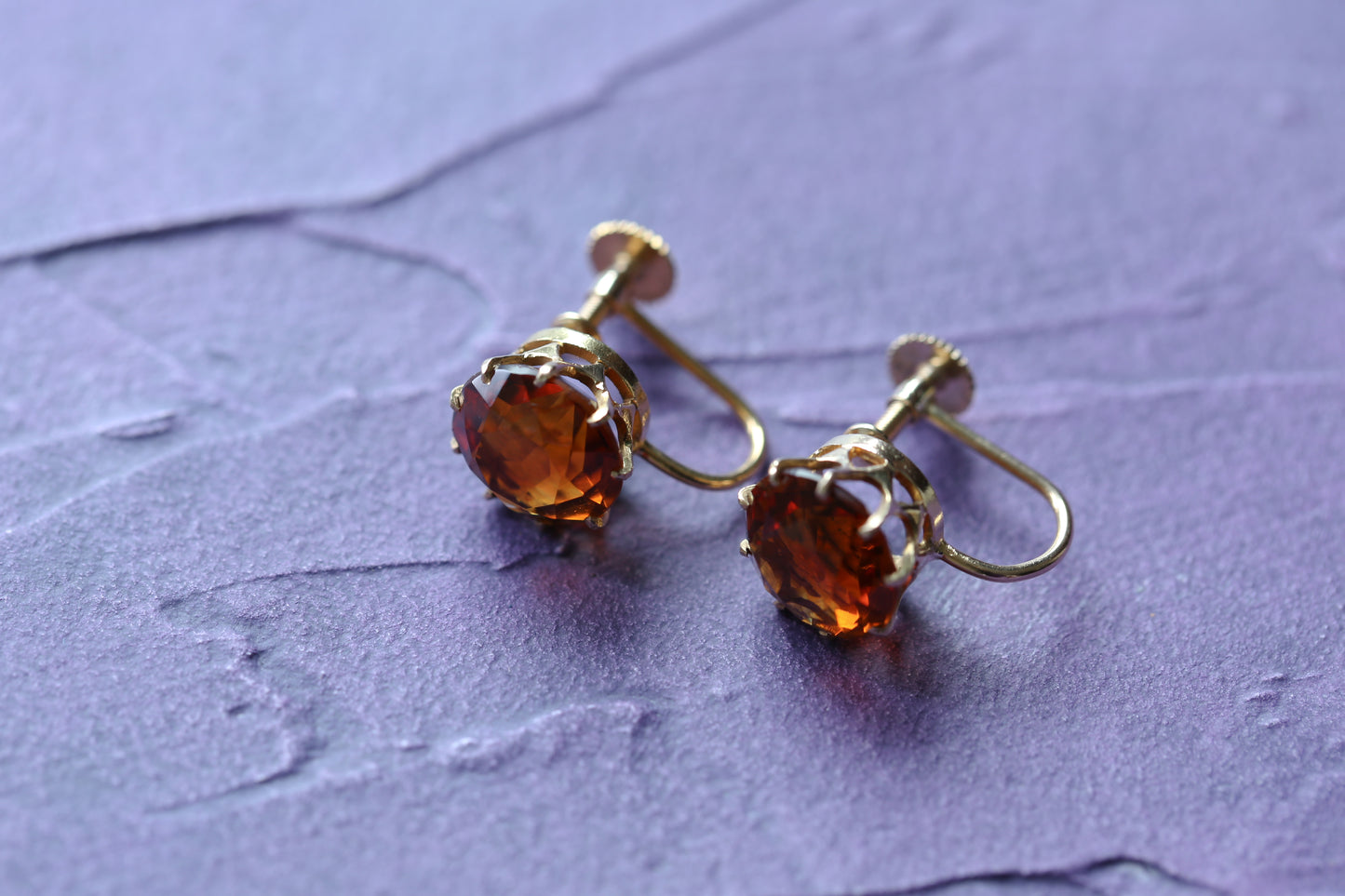 0170_ヴィンテージ シトリンのゴールドイヤリング