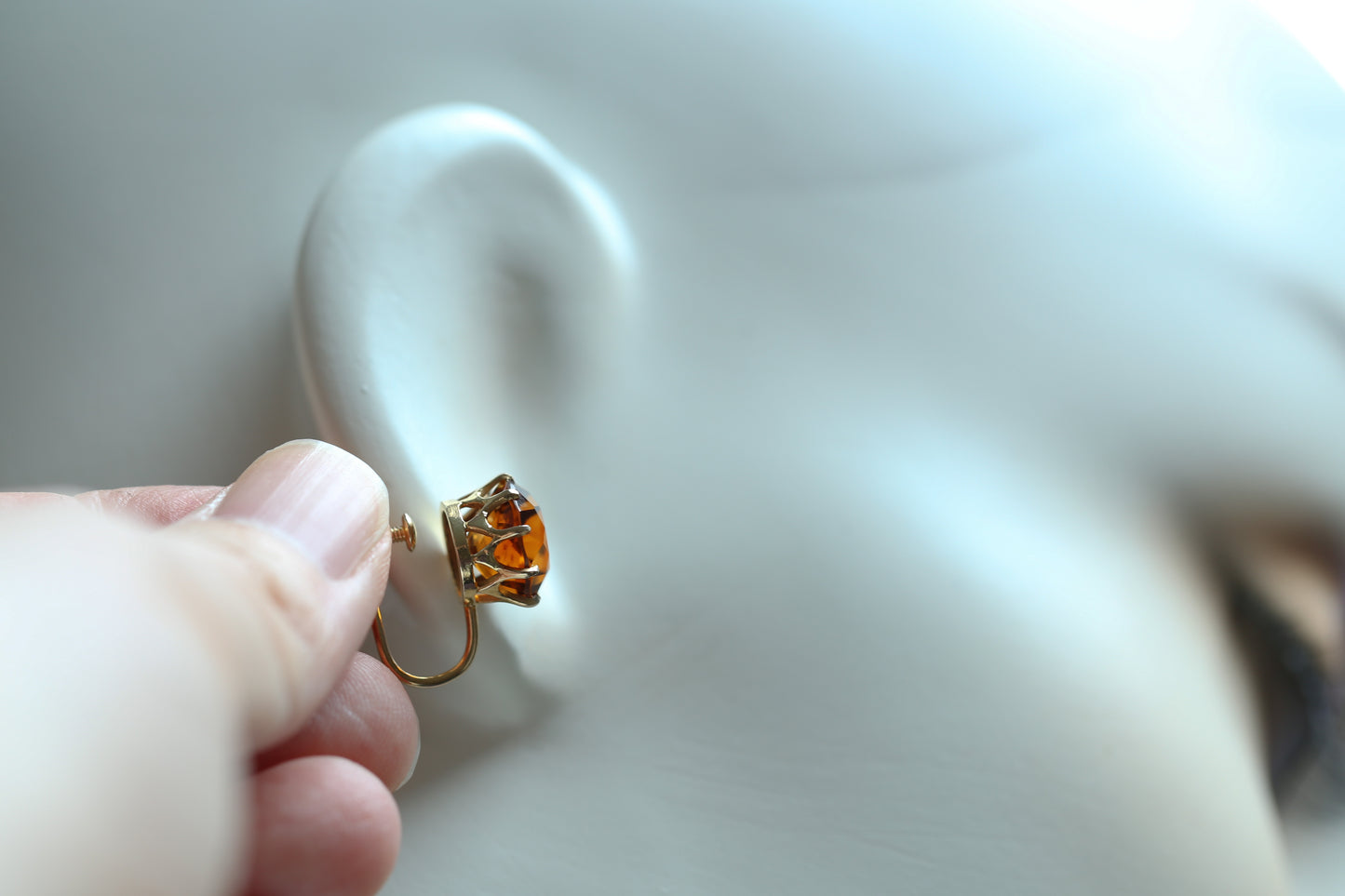 0170_ヴィンテージ シトリンのゴールドイヤリング