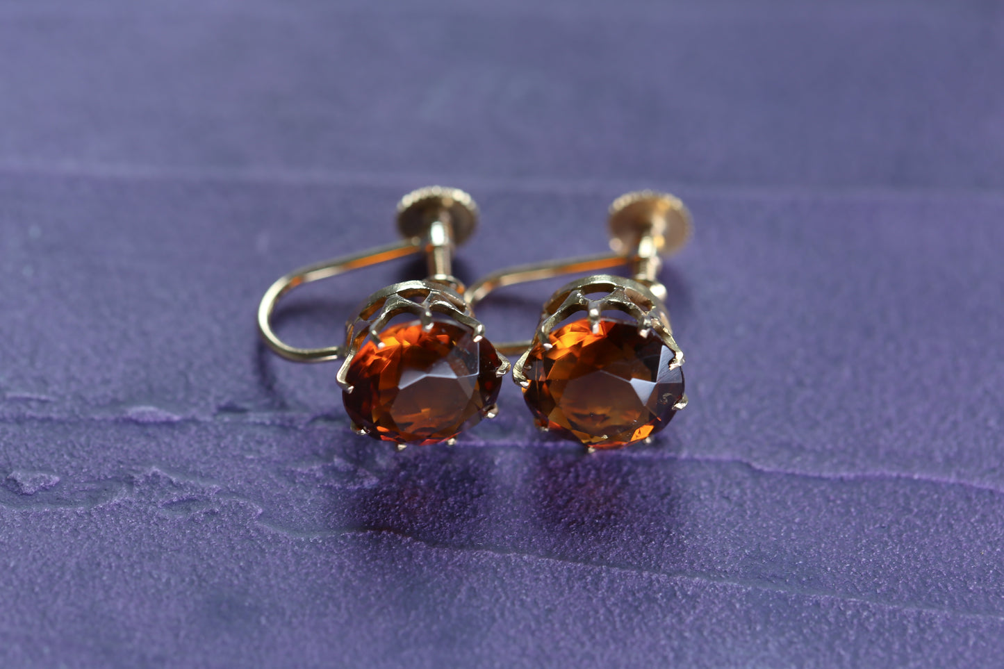 0170_ヴィンテージ シトリンのゴールドイヤリング