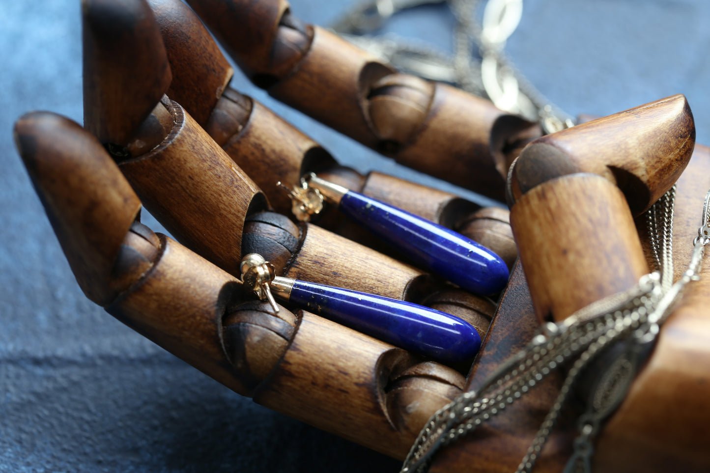 0190_ヴィンテージ ラピスラズリのドロップピアス