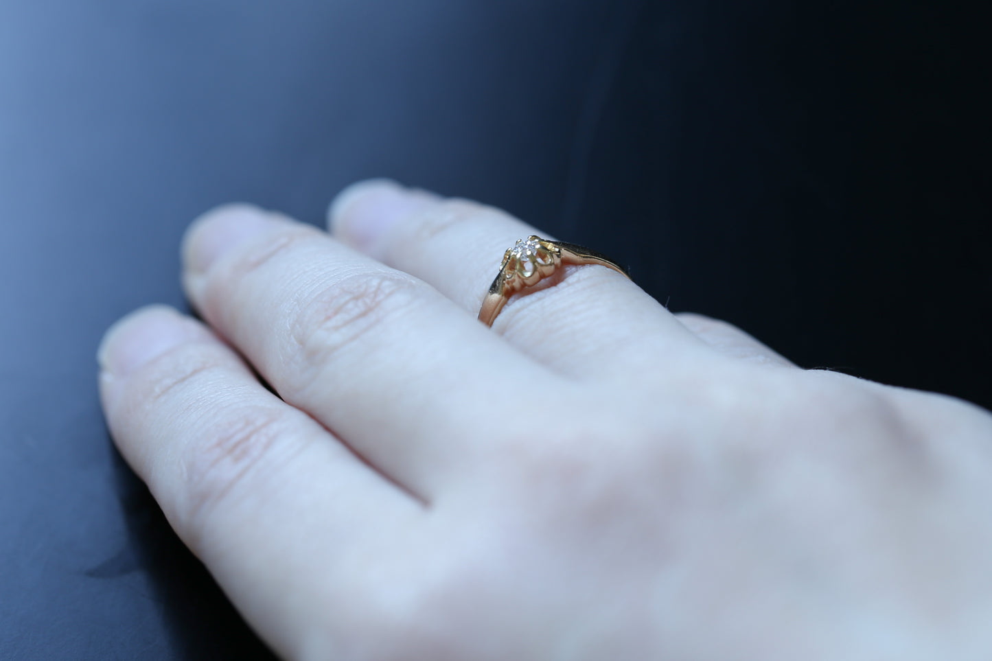 00156_アンティーク オールドカットダイヤモンドのバターカップリング