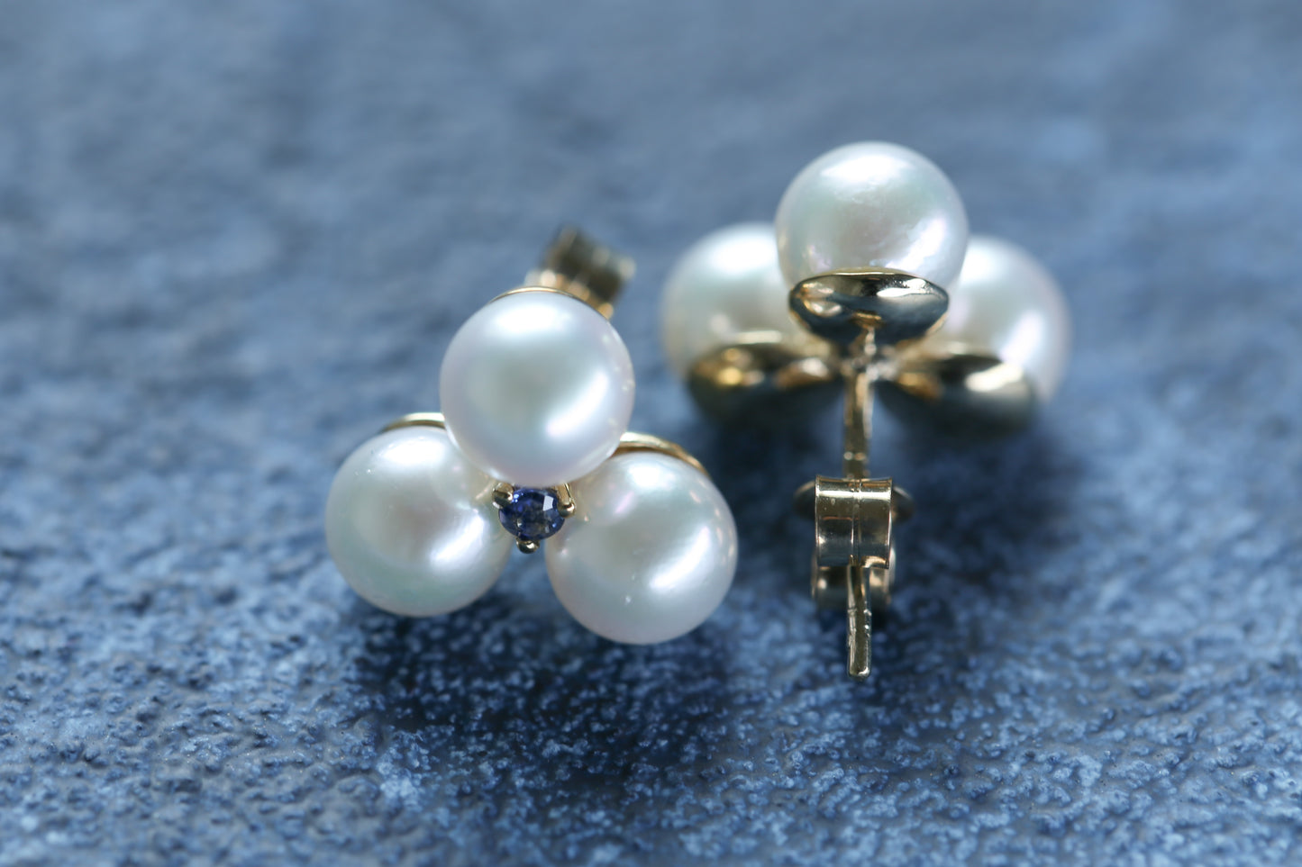 0174_ヴィンテージ パールとサファイアのピアス