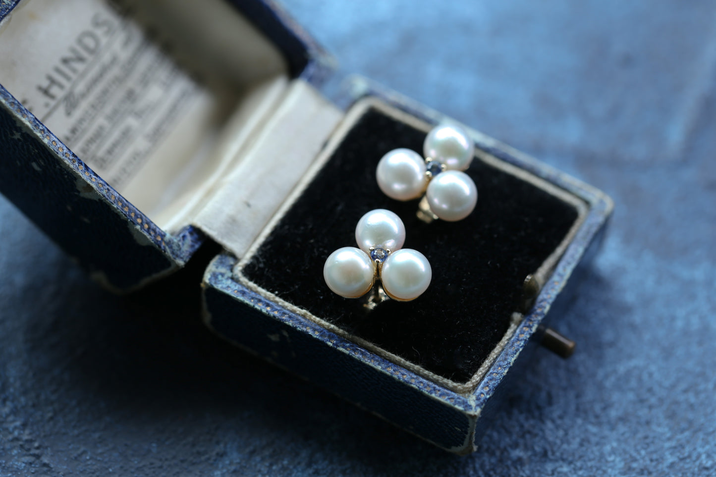 0174_ヴィンテージ パールとサファイアのピアス