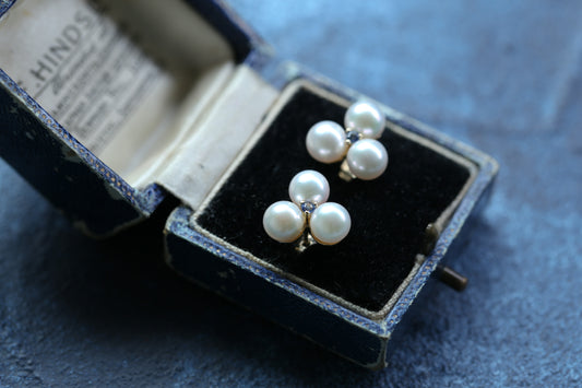 0174_ヴィンテージ パールとサファイアのピアス