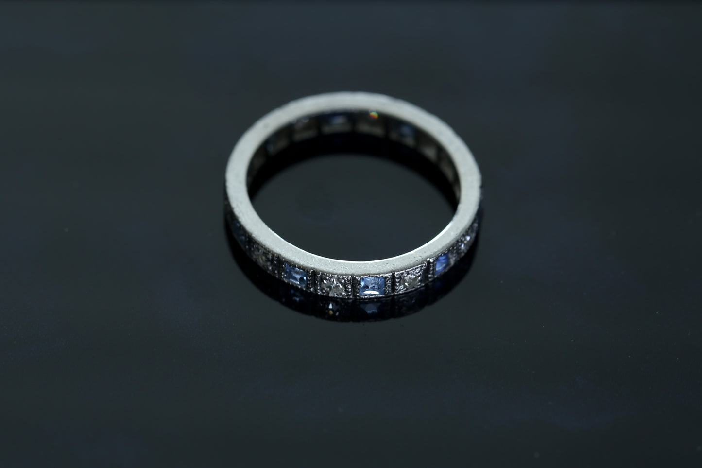 0186_ヴィンテージ サファイアとダイヤモンドのフルエタニティリング