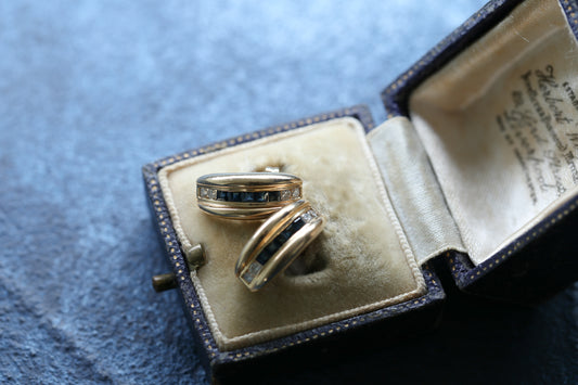 0191_ヴィンテージ サファイアとダイヤモンドのフープピアス