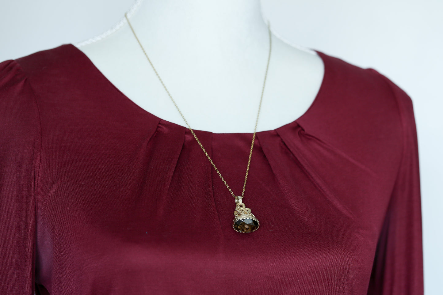 0177_ヴィンテージ スモーキークォーツのフォブシールペンダント