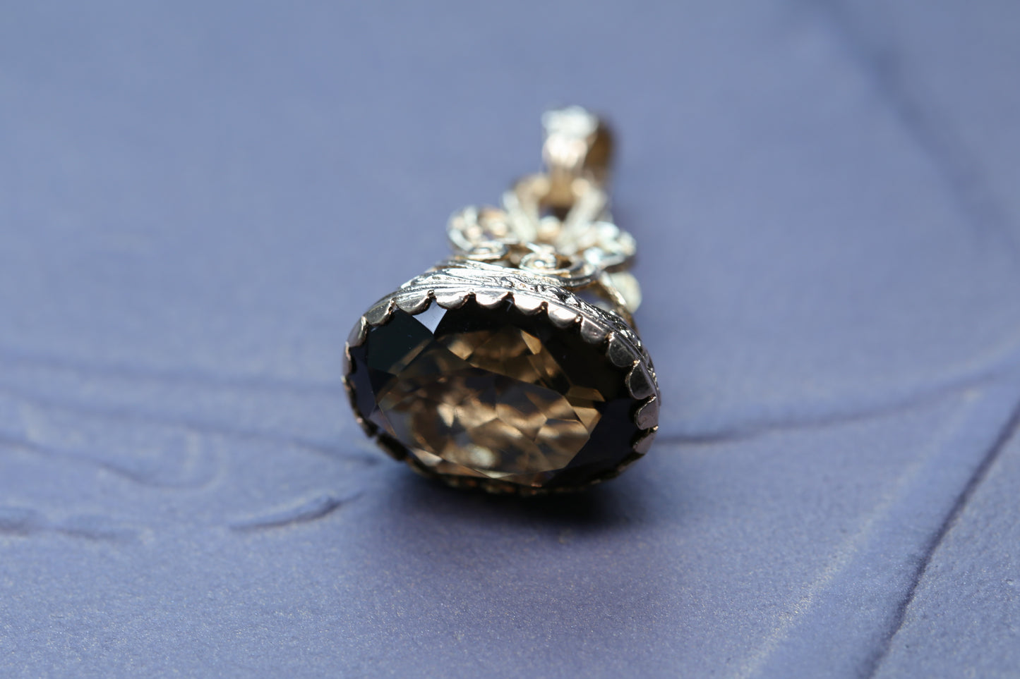 0177_ヴィンテージ スモーキークォーツのフォブシールペンダント