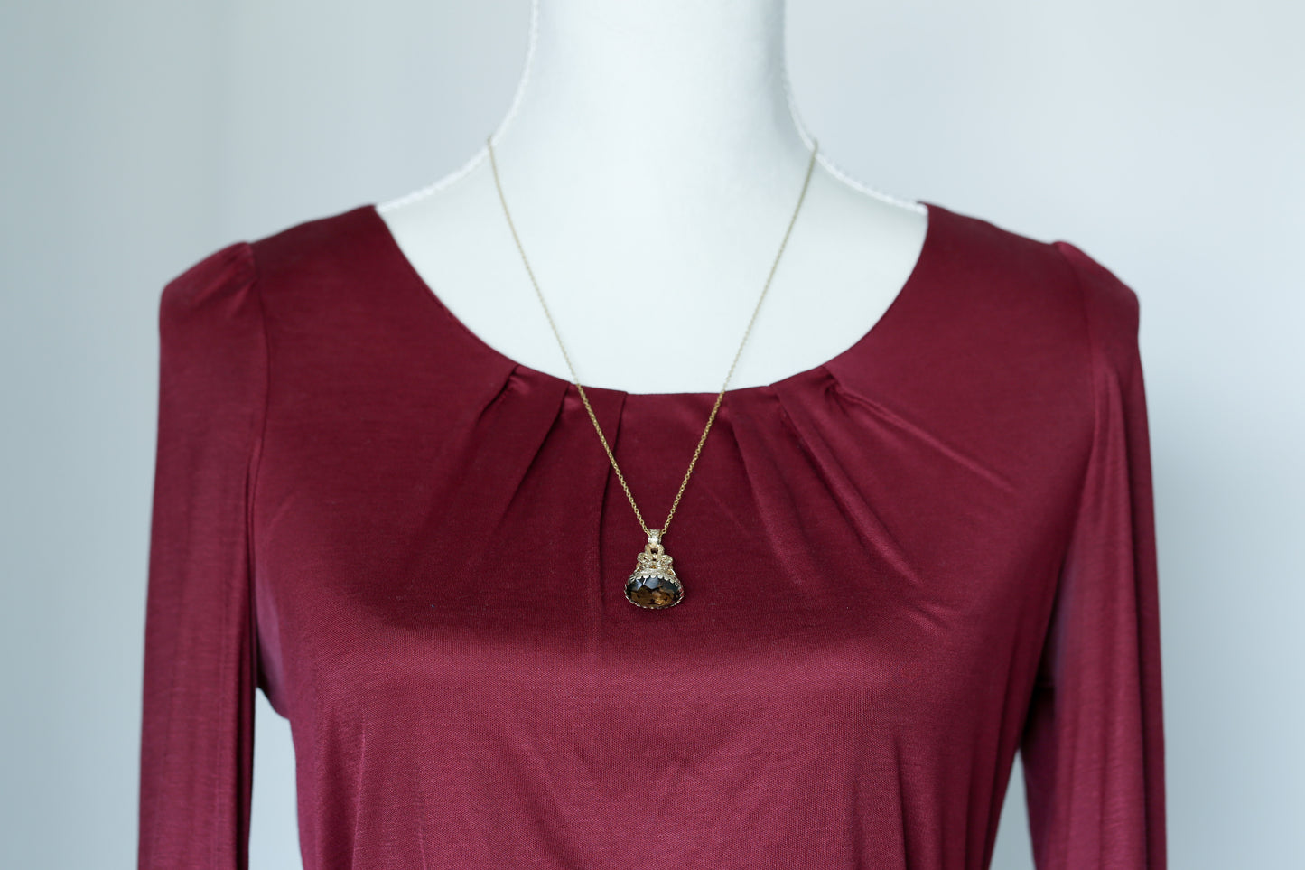 0177_ヴィンテージ スモーキークォーツのフォブシールペンダント